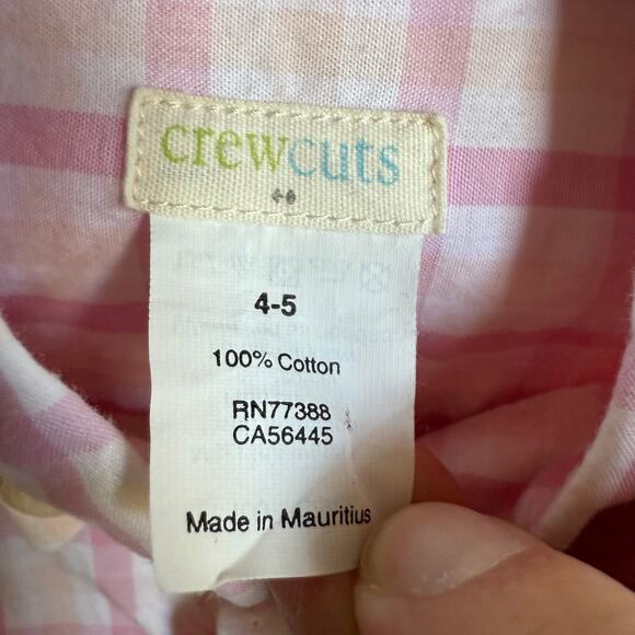 Crewcuts Boys Shirt Sz 4-5 Button Down Long Sleeve Pink White Plaid Dress‎ - Picture 5 of 5